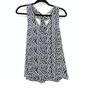 Banana Republic T-Back Sleeveless Blouse Womens Sz XS Blue White Abstract Stripe